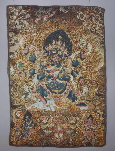 Китайская антикварная коллекция диаграмма Thangka Темный Бог богатства|god|god of wealth |