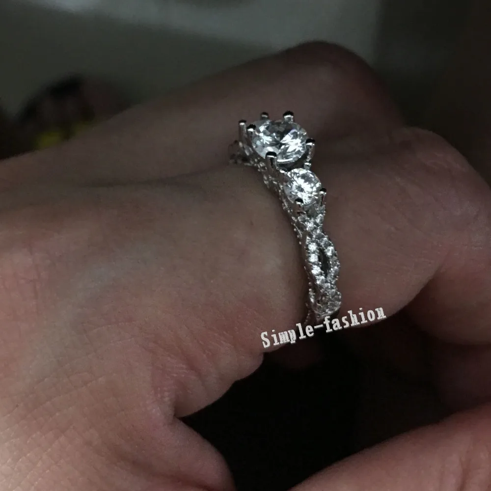 Модное ювелирное изделие женское модное кольцо 2 карата 3 камня 5 А циркониевый