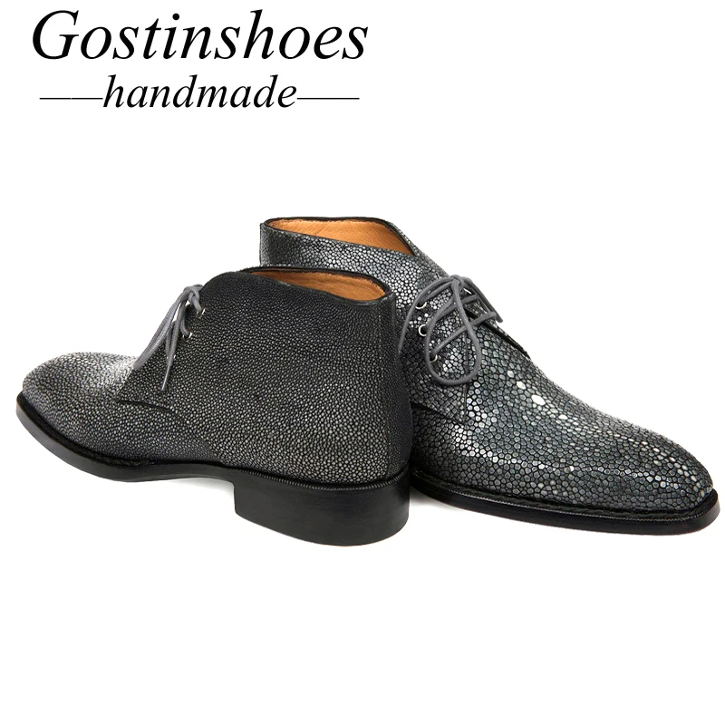 GOSTINSHOES/Роскошные мужские ботинки ручной работы Goodyear модные рабочие из кожи ската