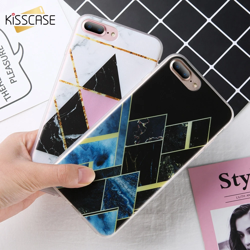 KISSCASE Marble Phone Case For Huawei P8 P9 P10 P20 Lite plus Geometric Triangle Patterned Cases Honor 6X 7 8 9 |