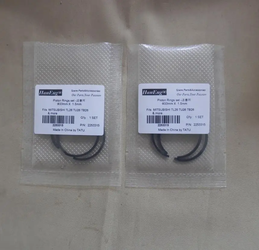4 шт./2 комплекта 33 мм поршневое кольцо подходит для MITSUBISHI TU26 TB26 TL26 и более цилиндр KOLBEN комплект 25.4CC 26CC триммеры кромкорезы