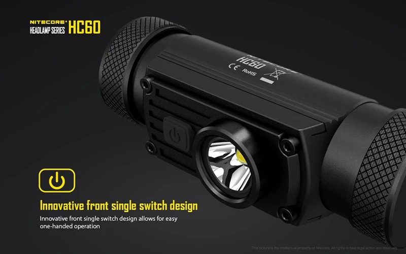 Лучшие продажи Nitecore HC60 1000 люмен CREE XM-L2 U2 светодиодный USB Перезаряжаемые фары с 3400 мА/ч, 18650 Батарея