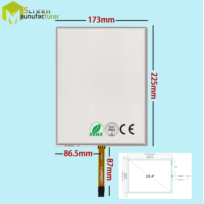 10 4 дюймовый резистивный сенсорный экран провода для промышленного медицинского