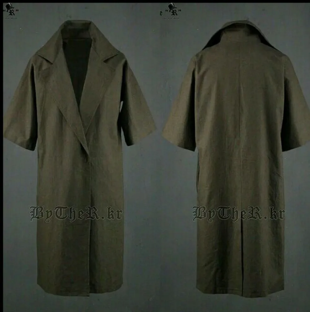 

Hot 2021 New Fashion Loose Three Quarter Long Trench Men Clothing Fashion Solid Color Thin Outerwear Linen Loose Long Coat