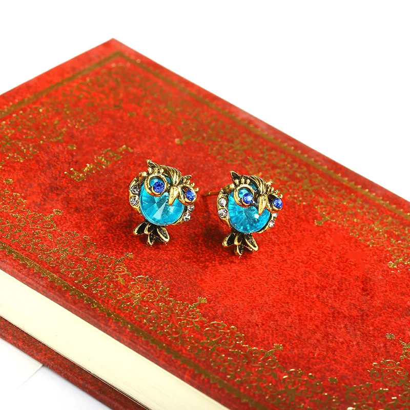 Женские серьги гвоздики с фианитами в форме совы|crystal owl earrings|small stud earringsstud earrings |