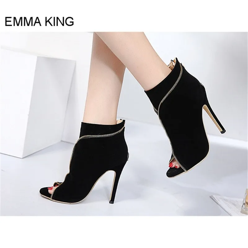 Emma king/Новинка 2018 года летние женские ботинки с открытым носком на тонком высоком