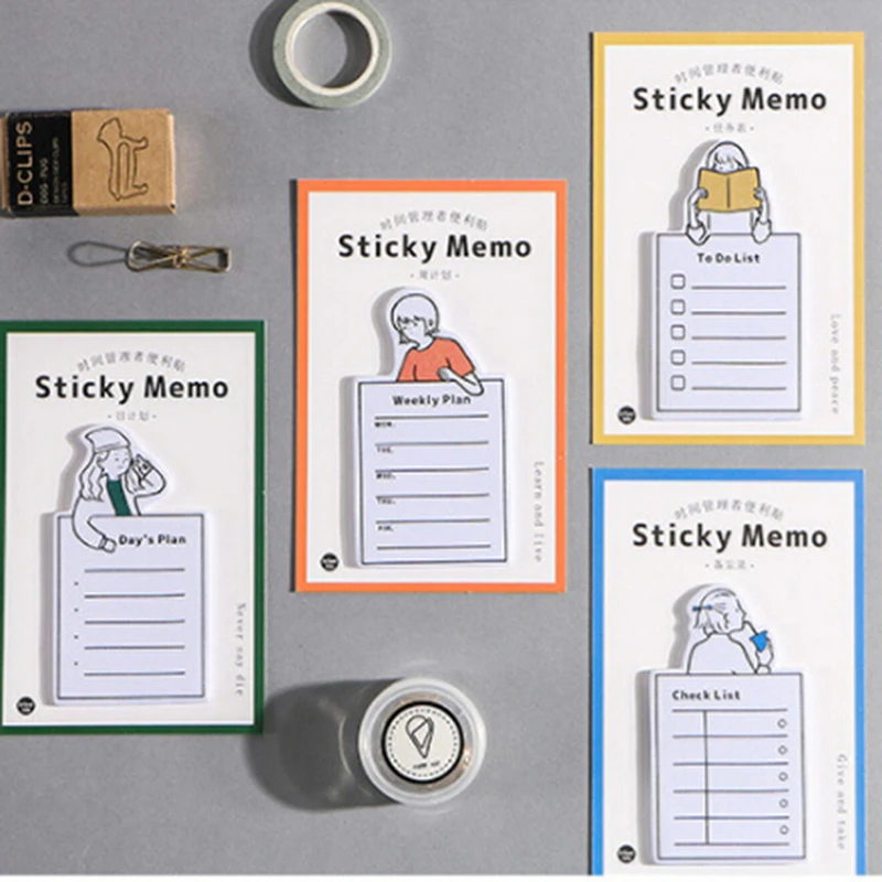 Basic Sticky Notes Notepad School Office Stationery Planner Memo Pad Time Manager 1pc | Канцтовары для офиса и дома