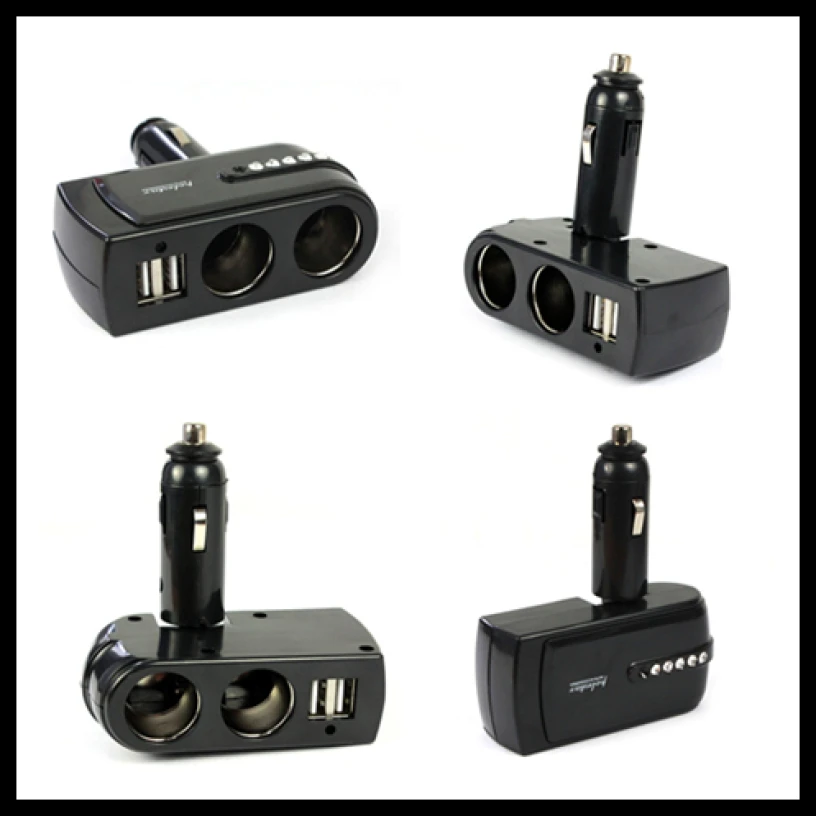 2 USB зарядное устройство + гнезда расширитель для автомобильного прикуривателя