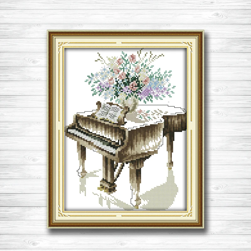 Grand piano flower decor Painting dmc 14CT 11CT counted cross stitch kits embroidery set Needlework Set chinese | Дом и сад