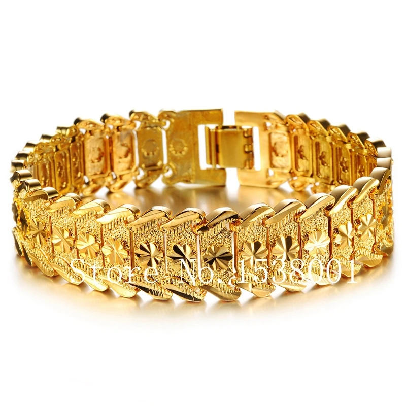 Однотонный желтый золотой женский мужской браслет цепь на запястье 8 3 &quot 17 мм |