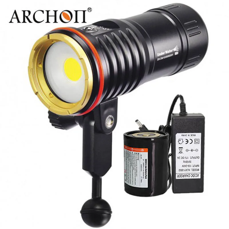 Карманный фонарик для дайвинга ARCHON DM10 WM16 подводный светильник 2700LM COB светодиодный 100 м Водонепроницаемый фонарь заполнить светильник с Батарея пакет - Испускаемый цвет: No Beam tube