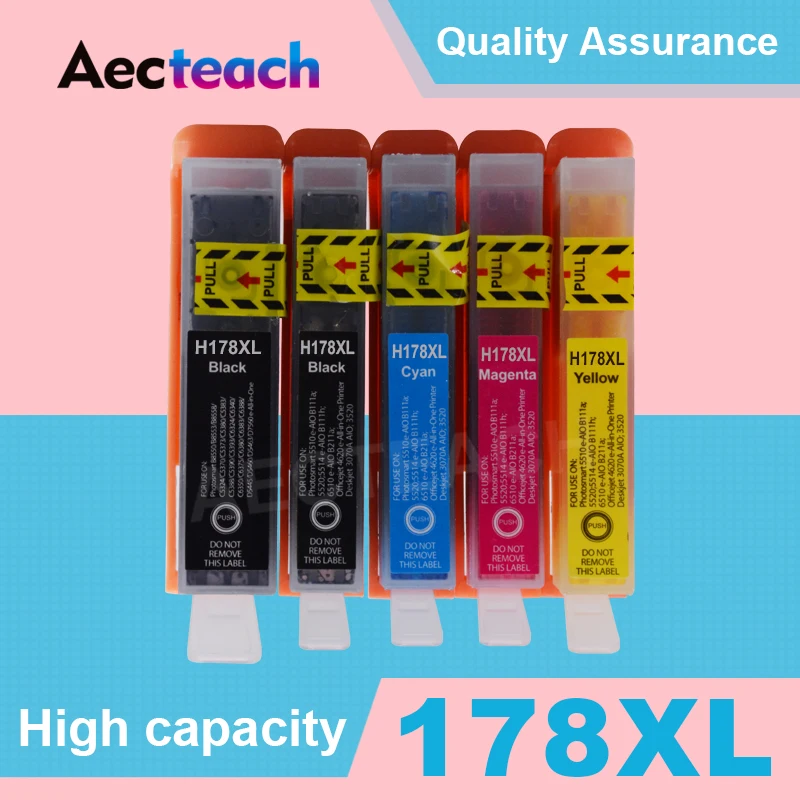 Aecteach 5 цветов совместимый для HP 178 чернильный картридж Замена 178XL Photosmart 7515 5515 B010b B209