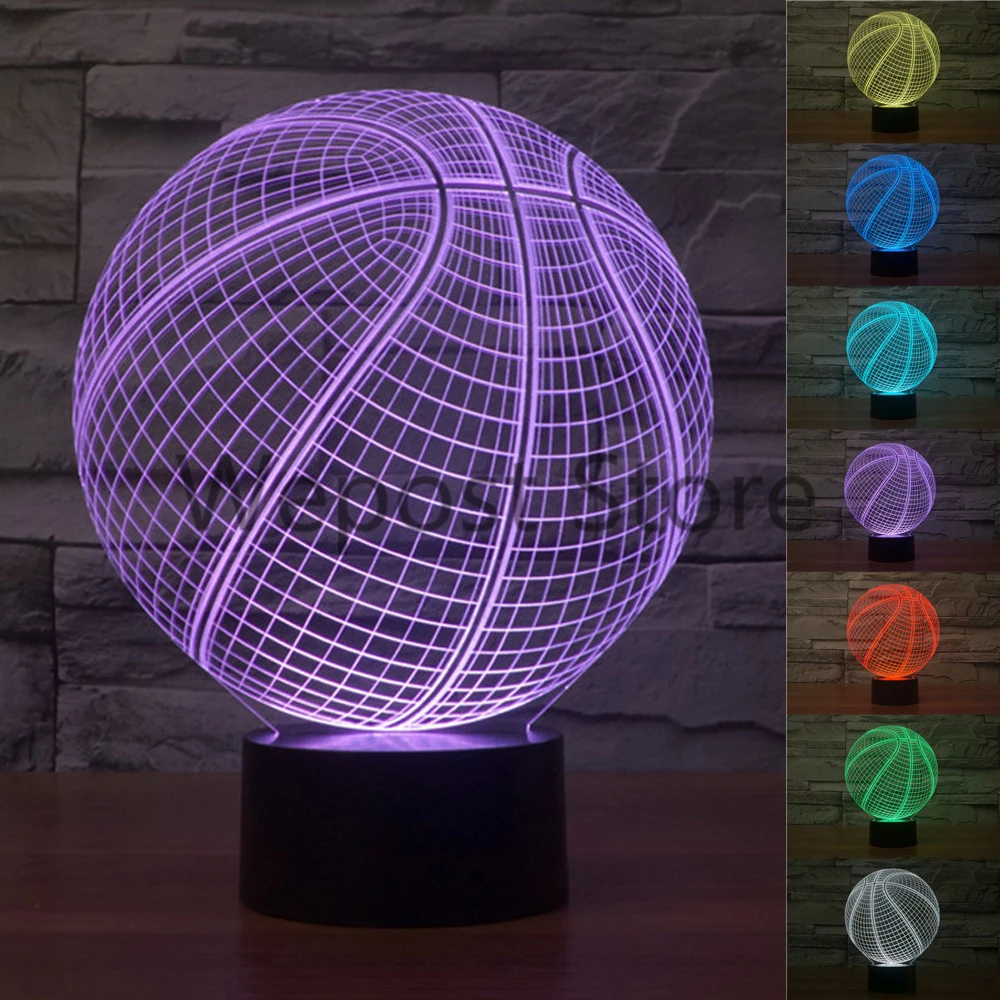 3D Basetball Иллюзия светильник светодиодный Ночной 7 видов цветов меняется