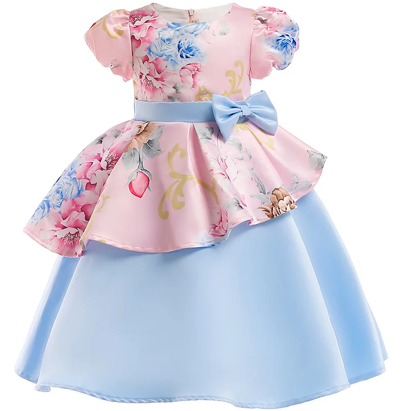 Christmas Costume Girls Flower Dres Princess Girl's New Year Party Dress Kids Children Vestidos Formal Bow for 2-10 years | Детская