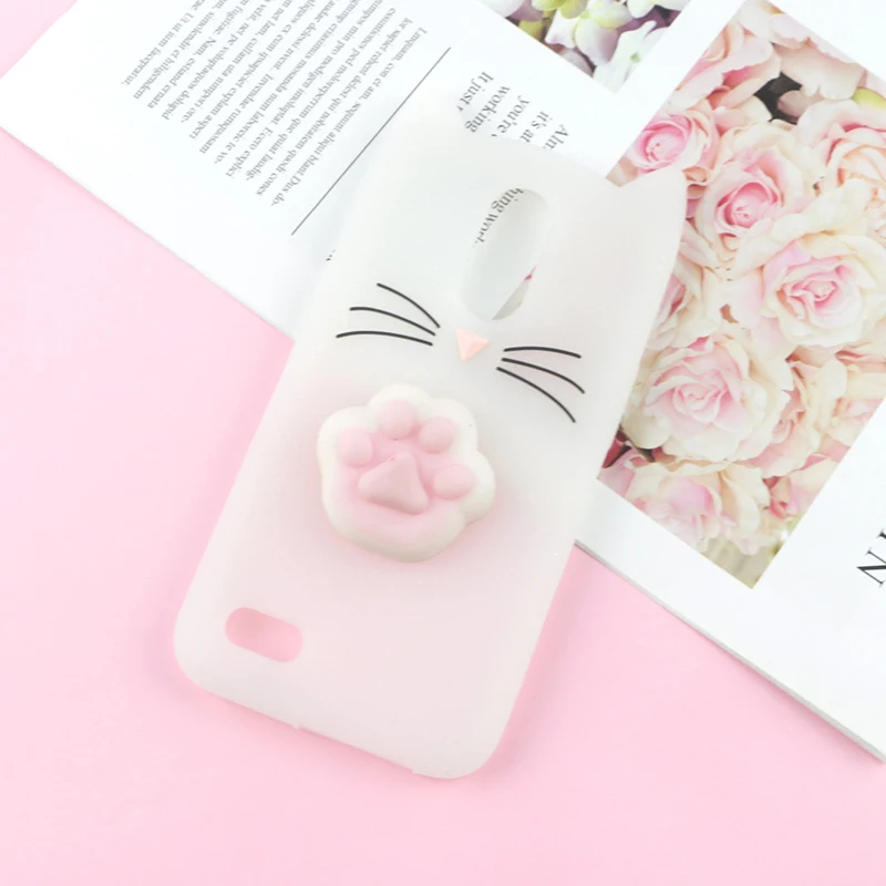 3D милый японский блестящий чехол с бородатым котом для LG Q6 Plus G6 G7 ThinQ K4 K8 K9 K10 Alpha K11 милые мягкие чехлы - Цвет: HuXu Clear Foot