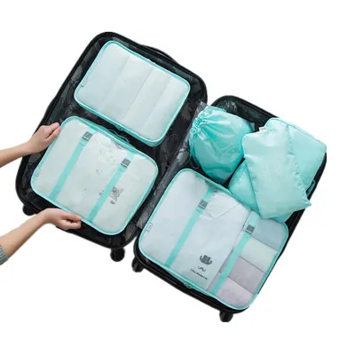 Bright Blue 6 шт./компл. Упаковка Куб дорожные сумки Портативный Костюмы обувь сортировки хранения Организатор Чемодан аксессуары поставляет продукцию - Цвет: Bright Blue