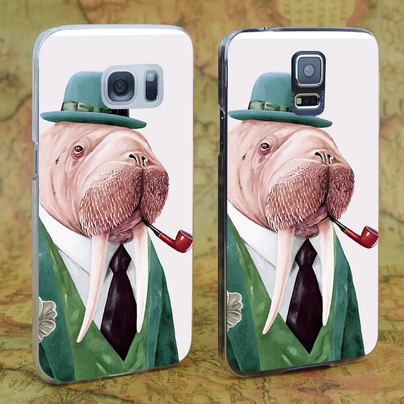 E4113 Walrus Green Transparent Hard PC Case Cover For Samsung Galaxy Note S 3 4 5 6 7 8 9 Mini Edge Plus |