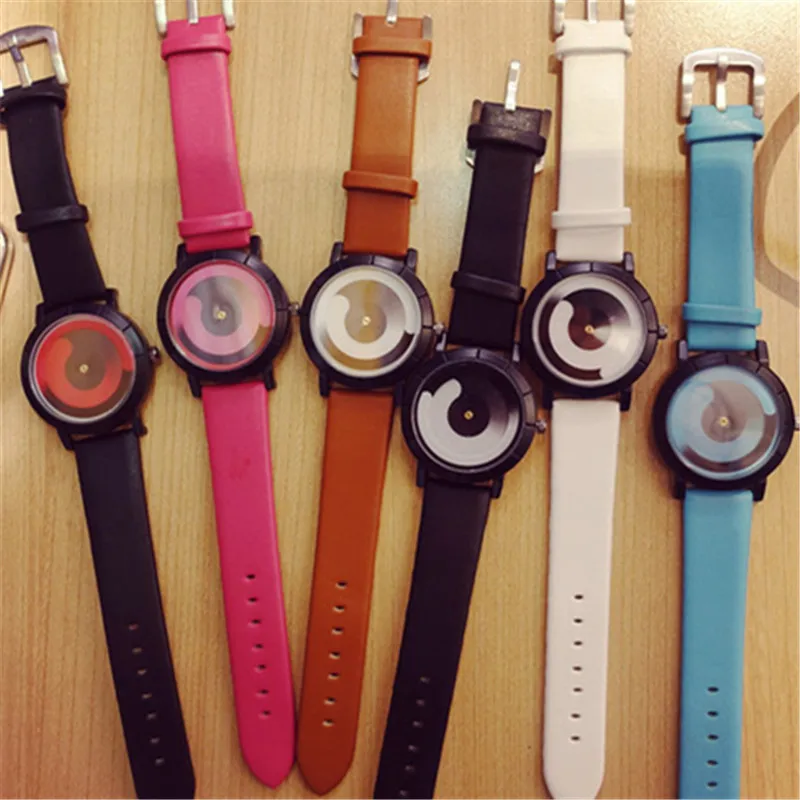 

2021 Fashion Popular Watches Women Men Creative Spiral Dial Quartz Wristwatch Casual Ladies Leather Dress reloj mujer Women men