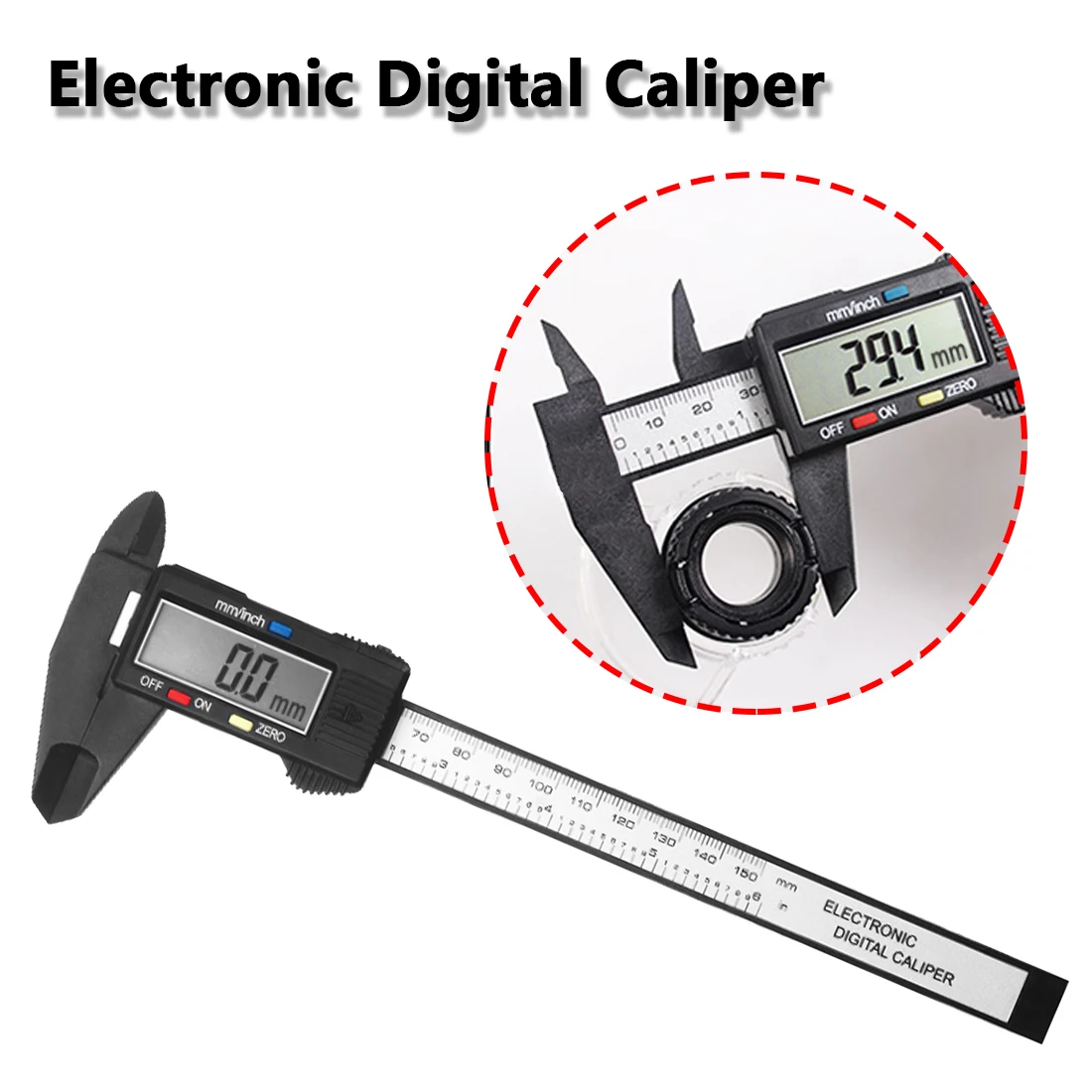 

Vernier Caliper Gauge 150mm 6inch LCD Digital Electronic Carbon Fiber Micrometer Ruler Composite Tester