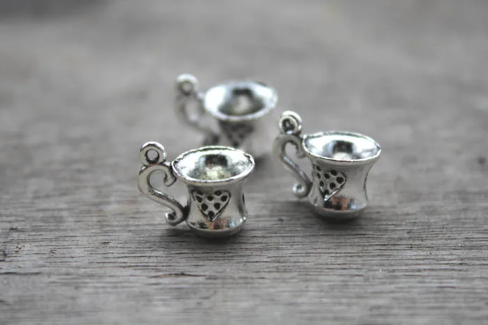20 шт кофейная кружка подвески Античные тибетские серебряные тона 3D 12 мм x один раз