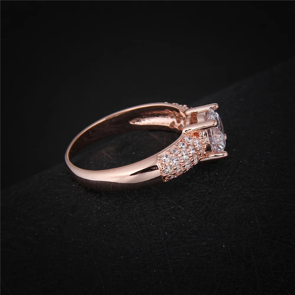 Изысканные кольца цвета розового золота для женщин шикарные циркониевые