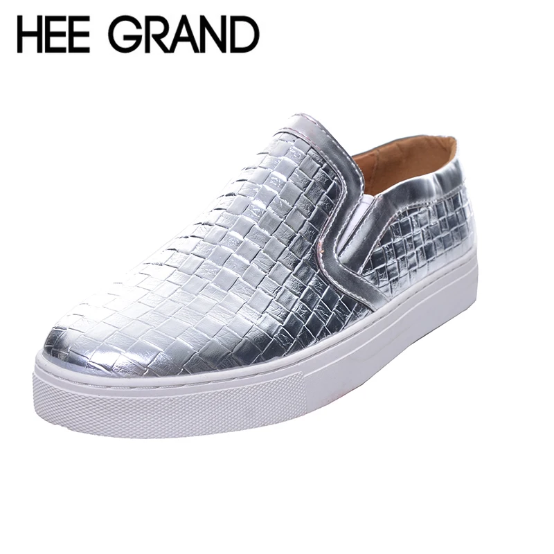 HEE GRAND/Мужская плетеная обувь повседневная без шнуровки лоферы на яркой платформе