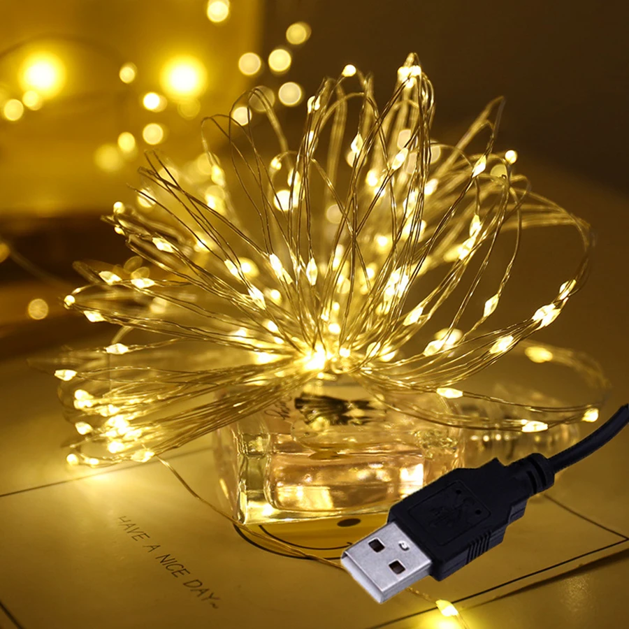 Thrisdar 2 м 5 10 USB питание медный провод светодиодная гирлянда Сказочная праздничная