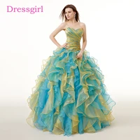 blue cheap quinceanera dresses ball gown sweetheart floor length organza ruffles crystals sweet 16 dresses