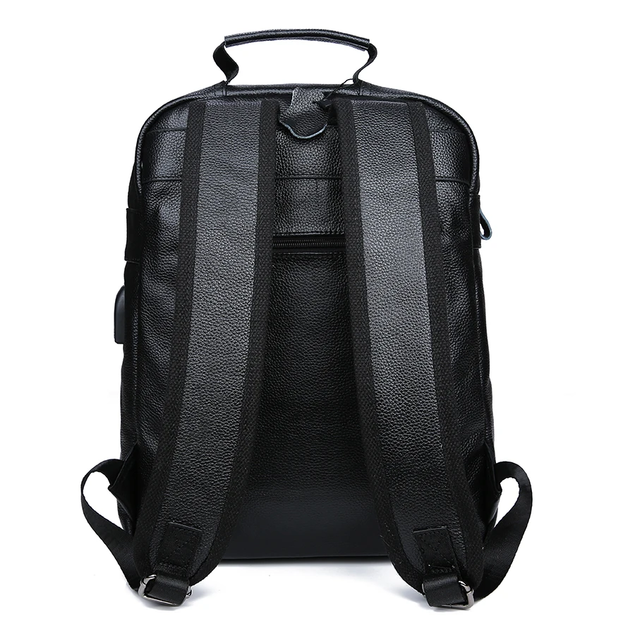 Простой женский рюкзак из натуральной кожи для ноутбука с usb зарядкой Mochilas