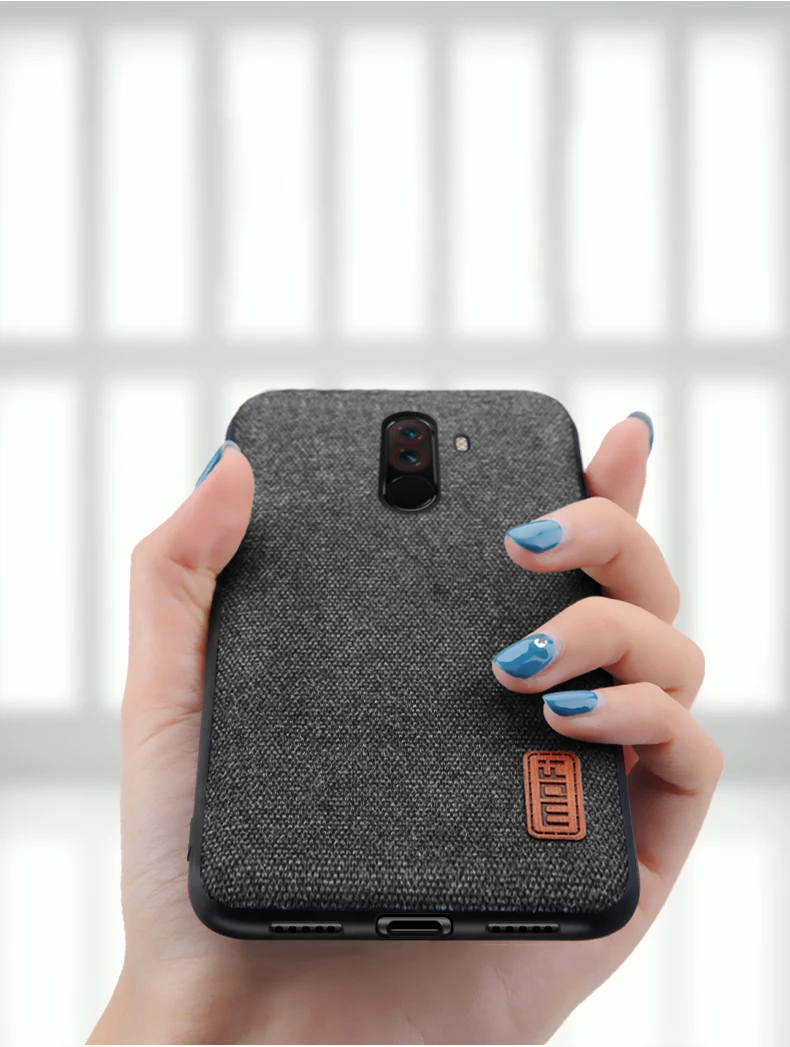 Чехол Pocophone F1, чехол MOFI для xiaomi Pocophone F1, тканевый чехол poco F1, глобальный силиконовый чехол с кромкой, полный Чехол, матовый чехол