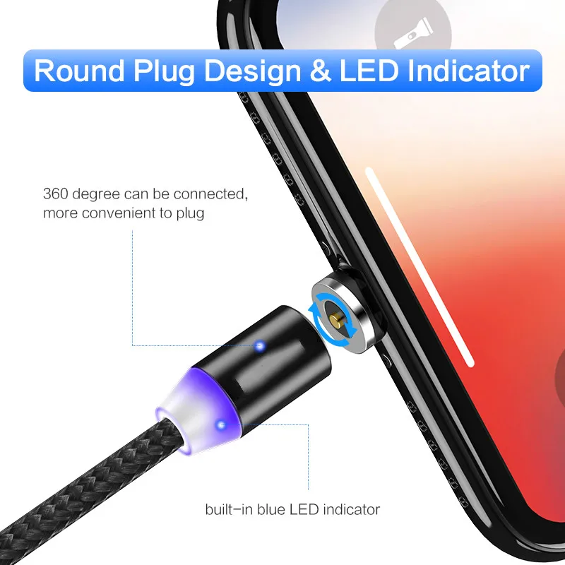 Магнитный зарядный кабель DaDaXiong 1 м Micro USB для iPhone XR XS Max X Type C светодиодный
