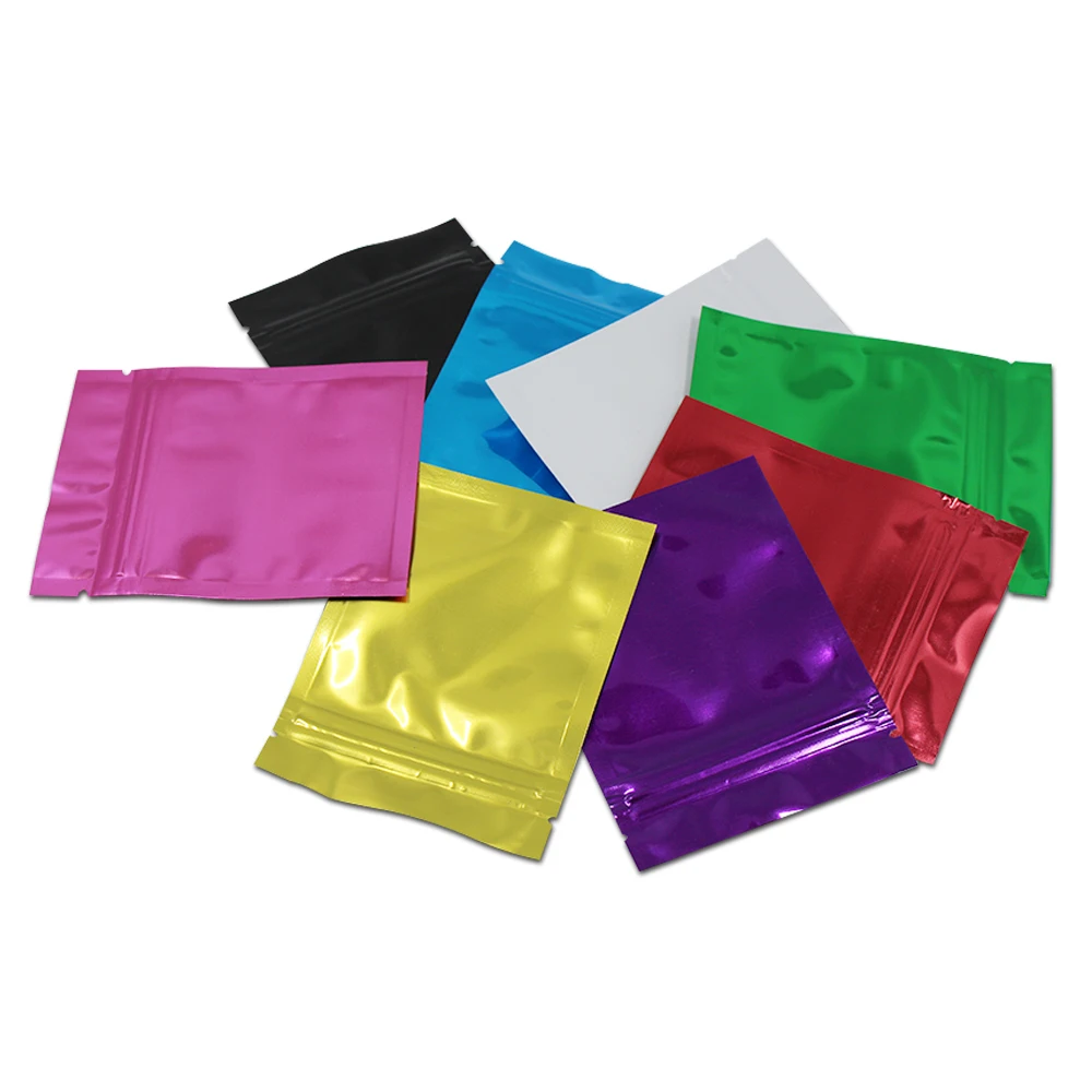 

100Pcs Colorful Aluminum Foil Zip Lock Bags Mylar Foil Zipper Packaging Pouches Reclosable Ziplock Food Snack Storage Bags