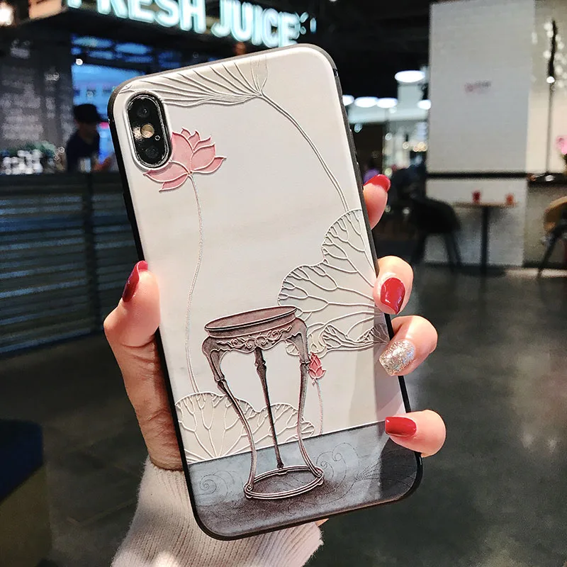 3D emboss flower silicone case for iphone x xr xs max 6splus 8 7plus 5s 5se on for iphone 6s plus case for iphone 7 plus case - Color: H