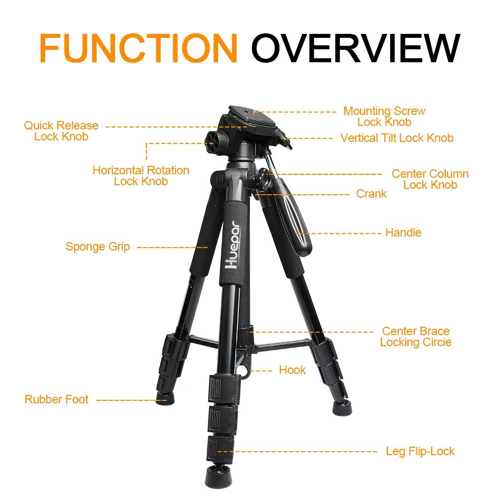 Huepar Multi-function Travel Camera Tripod 56