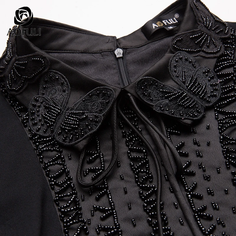 Размер M/L/XL платье с длинными рукавами и бабочкой весенне осеннее повседневное