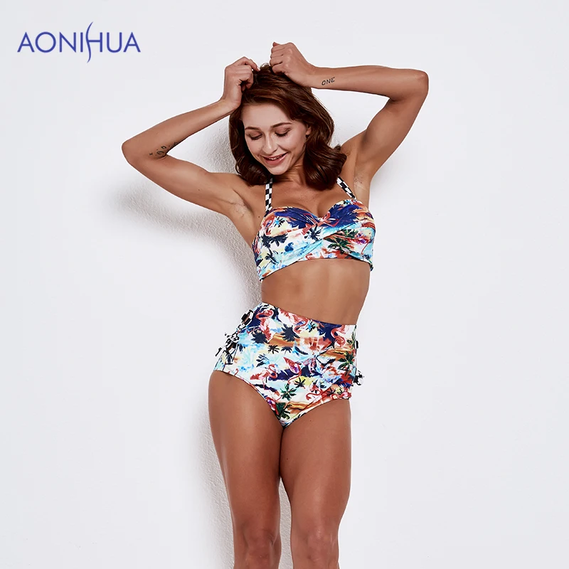 Купальный костюм AONIHUA из двух предметов для женщин бюстгальтеры с мягкими