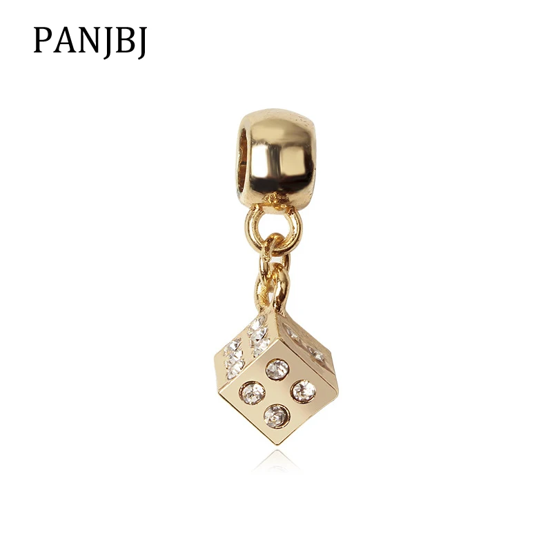 

Silver Plated Bead Gold Color Lucky Dice Dangle Charm Fit Original Bracelet Necklace DIY Women Jewelry making gift