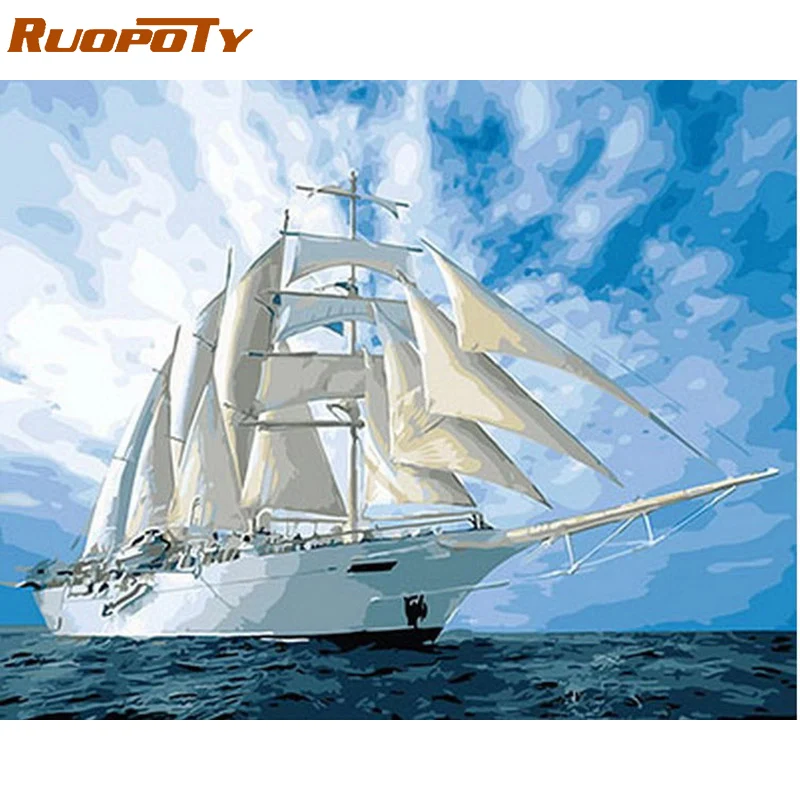 RUOPOTY рамка лошадь Сделай Сам краска по номерам животные Современная Настенная художественная картина акриловая краска по номерам набор для домашнего декора художественная работа - Цвет: 1575
