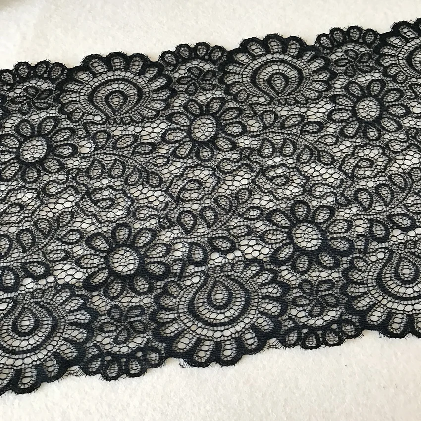 10 м/лот 21 см ширина черное эластичное кружево отделка шитье аксессуар
