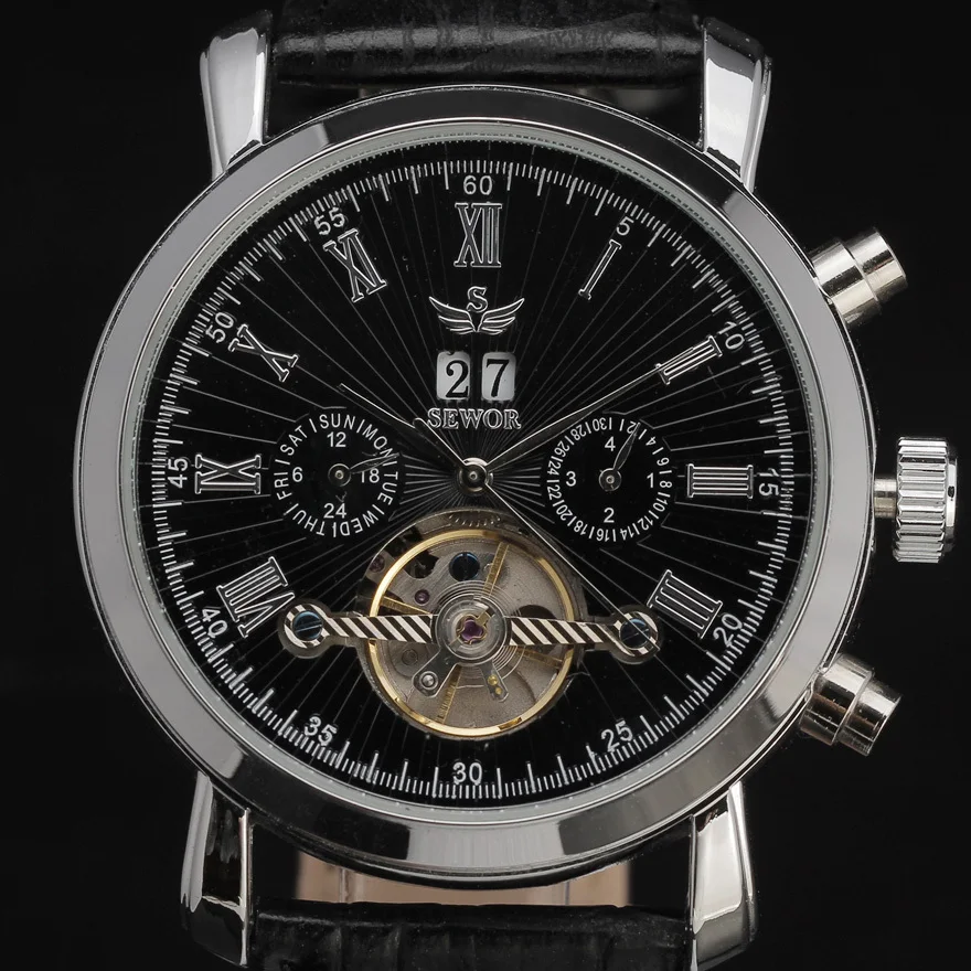 2016 Лидирующий бренд SEWOR мужские автоматические самокручивающиеся наручные часы