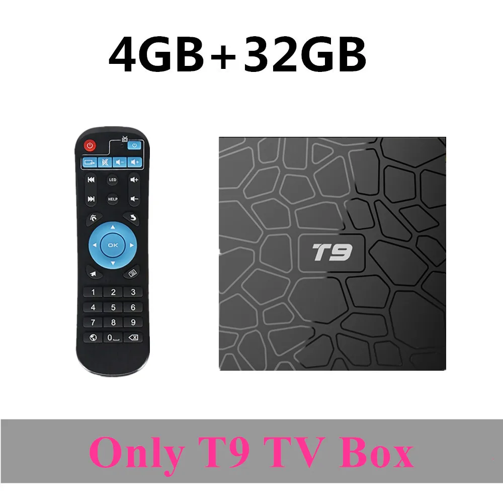 T9 32GB T9 ТВ приставка Android 8,1 4GB 64GB RK3328 Четырехъядерный 4K HD Wifi BT4.0 USB3.0 Смарт ТВ приставка 4K Google Play Store Netflix Youtube приставка ТВ - Цвет: T9 32GB