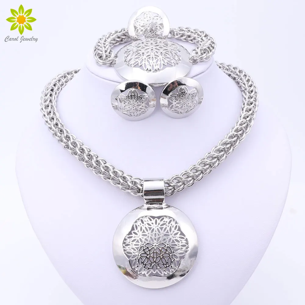 Модные комплекты ювелирных изделий из Дубая с серебряным покрытием круглый