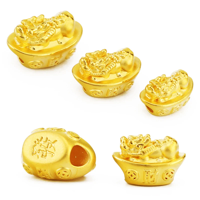 Подвеска из желтого золота 24 карата с 3D резным кулоном YuanBao Pixiu Dragon Son|Подвески| |