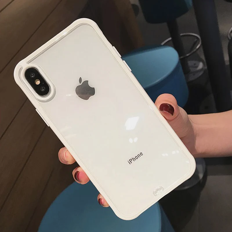Lovebay противоударный бампер прозрачный силиконовый чехол для телефона iPhone 11 Pro X XR XS Max 7 8 6 6s Plus Прозрачная мягкая задняя крышка - Цвет: White