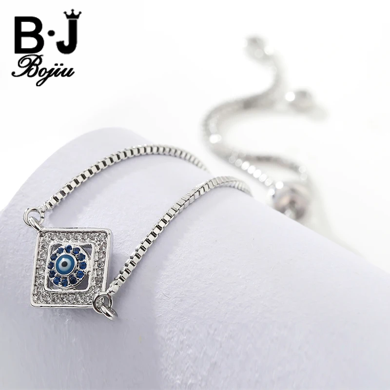 Bojiu Golden Bracelets For Women Box Chain Crystal Copper Square Pendant Charms Bracelet Adjustable Wrist Decoration BC89 |