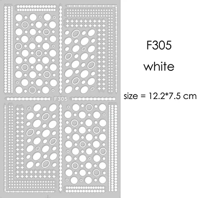 F305white 1 лист серебряный золотой белый черный абстрактная графика дизайн круглый квадратный треугольник наклейки для ногтей Луна Звезда наклейки для ногтей - Цвет: F305white