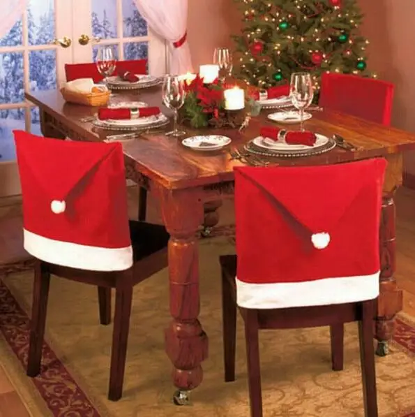 6 шт./лот рождественские чехлы на стулья красные для вечерние покрытия 65*50 см