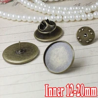 20pcs fit 12 14 16 18 20mm antique bronze material brooch style cabochon base blank cufflink spacer settings tie tack pins