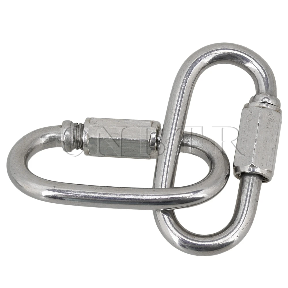 

CNBTR Multifunctional 304 Stainless Steel Carabiner Oval Screwlock Quick Link Lock Ring Hook M5 Pack of 25