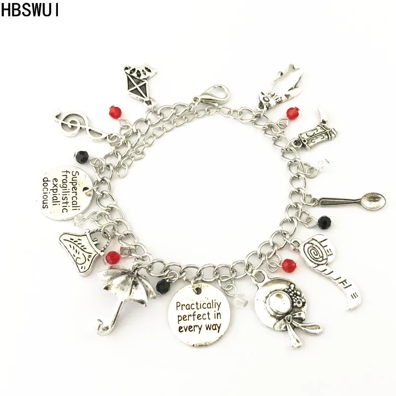 

HBSWUI Classic TV Movie Mary Poppins Charm Bracelet High Quality Anime Cosplay Fashion Metal Jewelry Gifts for Woman Girl Men